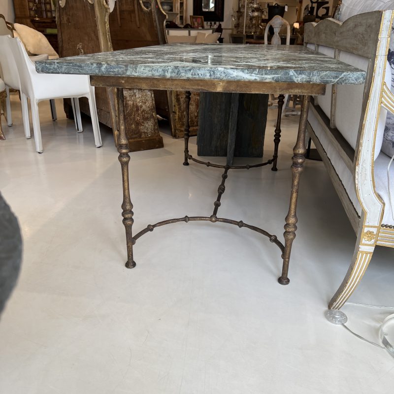 Mid-Century Large Maison Jansen Console Table with Iron Base and Marble Top - Image 5