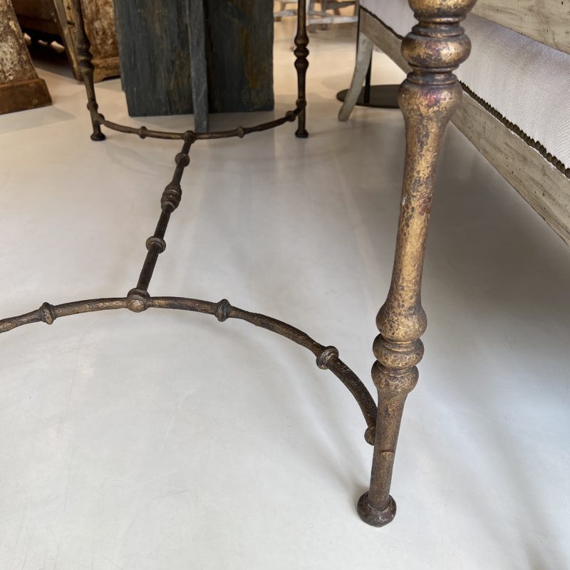 Mid-Century Large Maison Jansen Console Table with Iron Base and Marble Top - Image 4