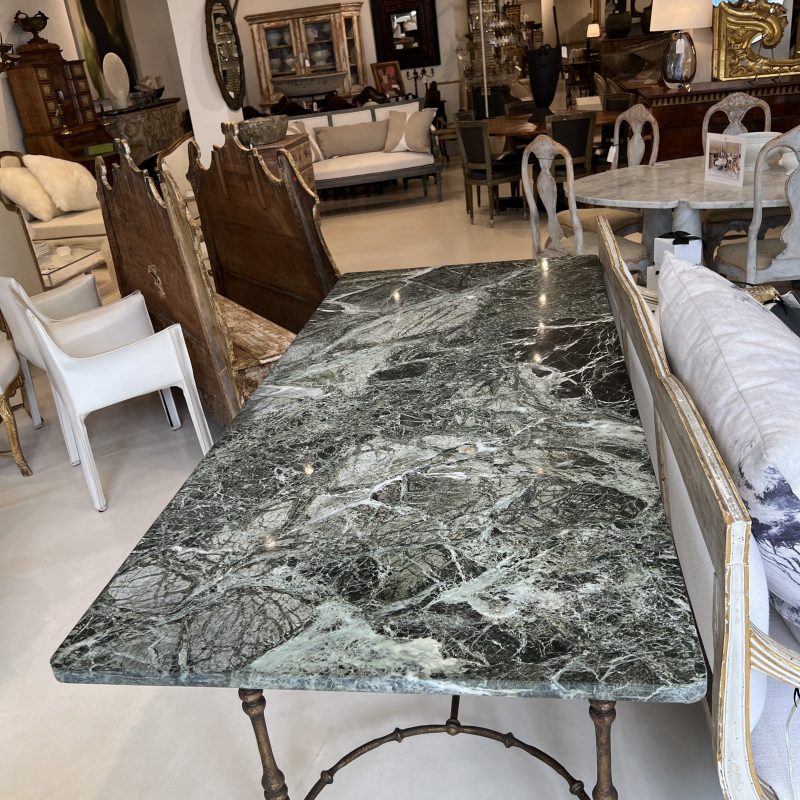 Mid-Century Large Maison Jansen Console Table with Iron Base and Marble Top - Image 3