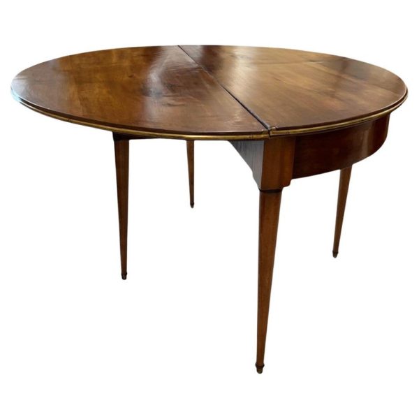 19c Louis XVI Walnut Table w/Brass Detail