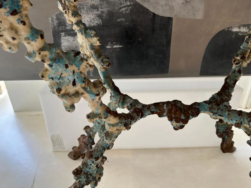 18th Century French Grape Detail Iron Table with Belgian Bluestone Top - Image 4
