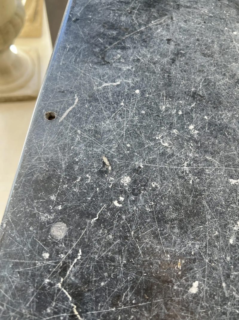 18th Century French Grape Detail Iron Table with Belgian Bluestone Top - Image 3
