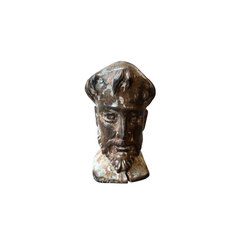 19th Century European Carved Wooden Santos Head Bust