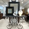 Pair of 19th Century French Marble Top Iron Consoles with Grape Detail - Image 16
