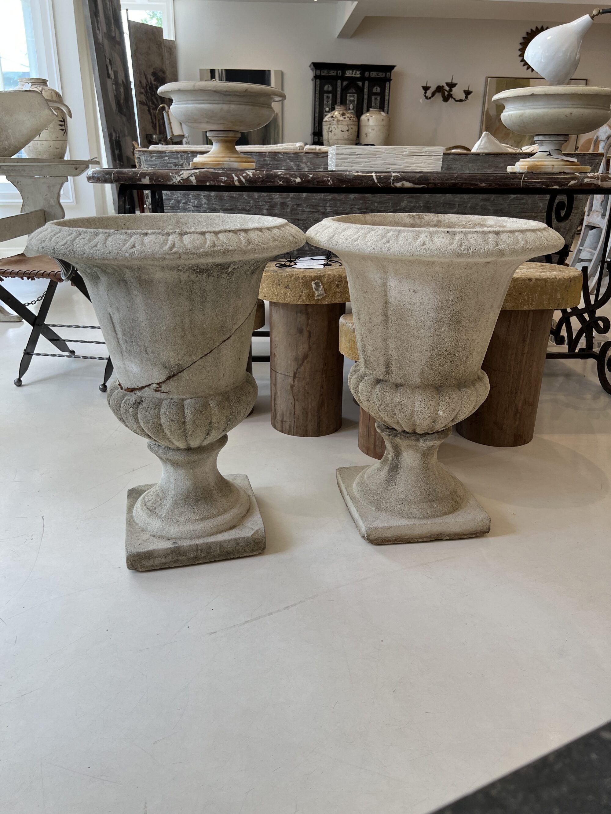 Pair of Concrete Urns - Image 3
