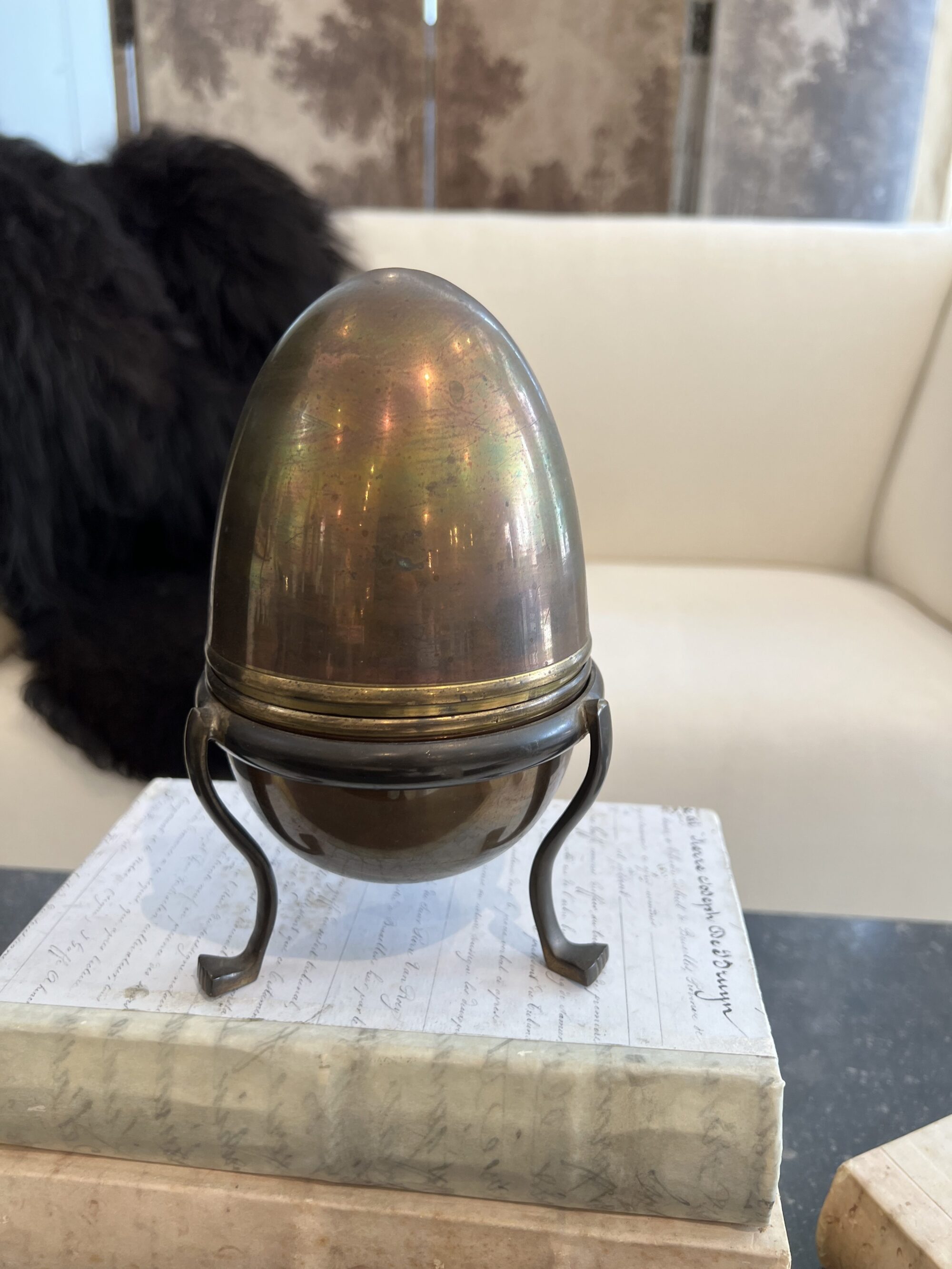 Brass Egg on Stand - Image 2