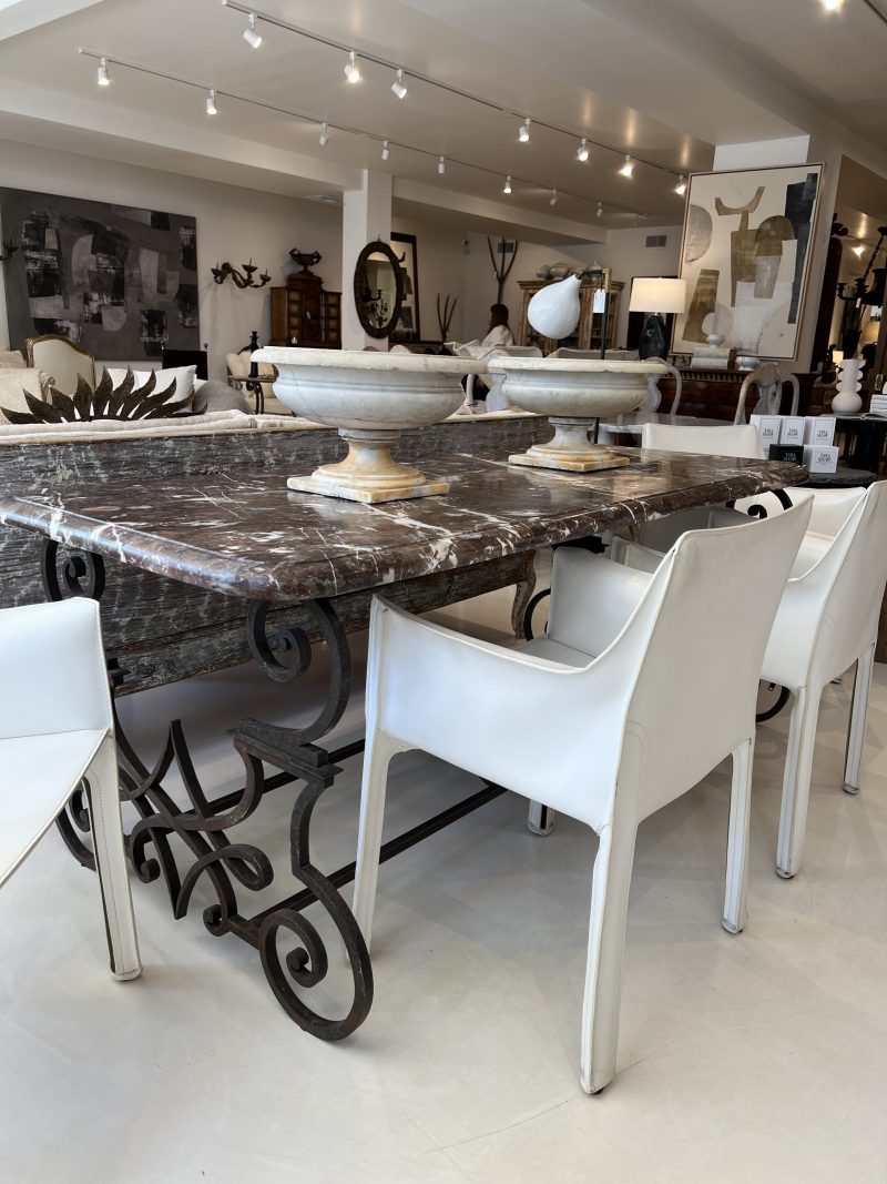 19th Century Hand Forged Iron Dining Table with Conforming Marble Top - Image 7