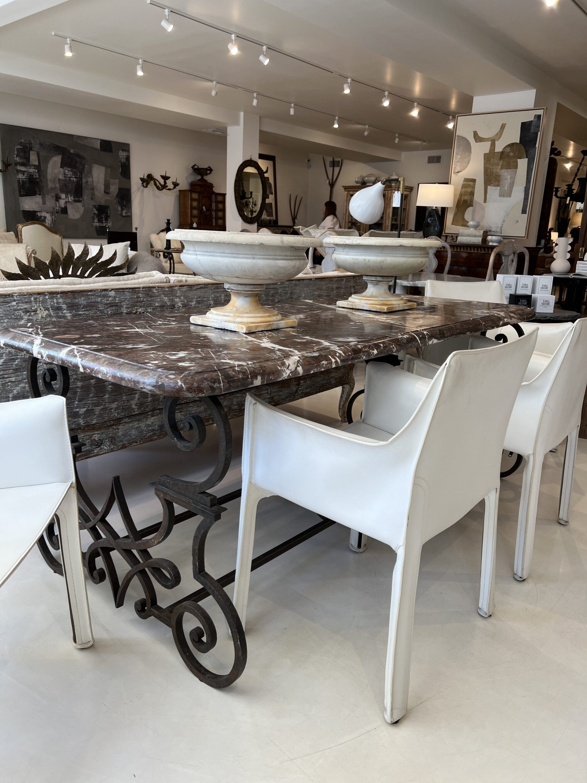 19th Century Hand Forged Iron Dining Table with Conforming Marble Top - Image 7