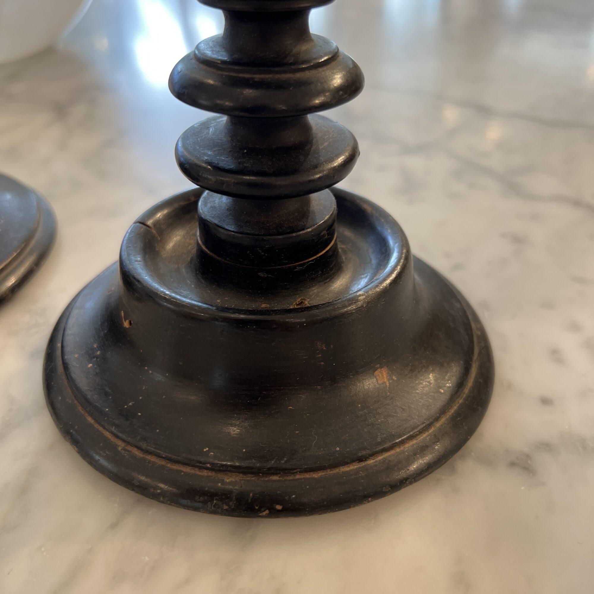 19th Century French Napoleon III Pair Black Candlesticks - Image 4