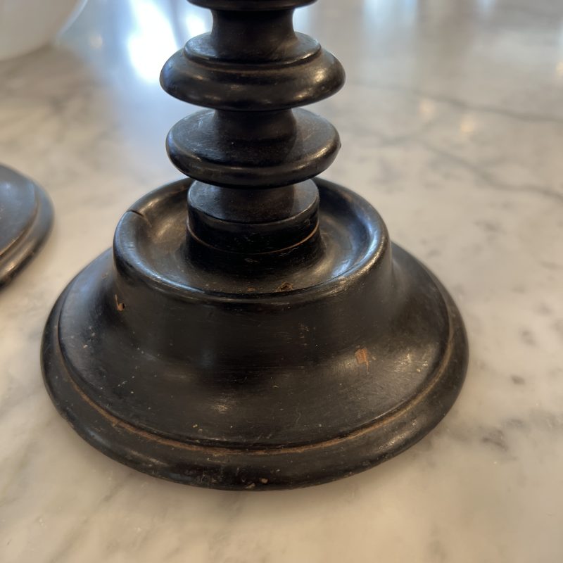 19th Century French Napoleon III Pair Black Candlesticks - Image 3