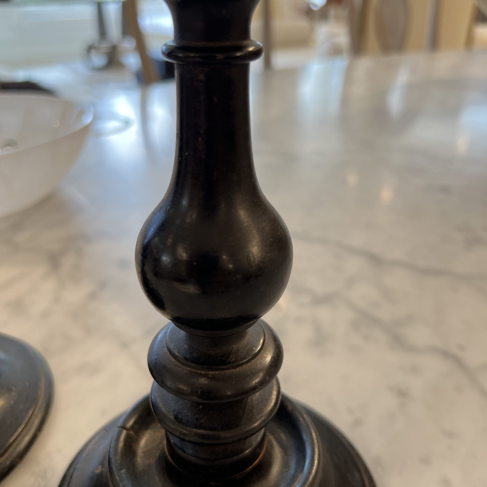19th Century French Napoleon III Pair Black Candlesticks - Image 5