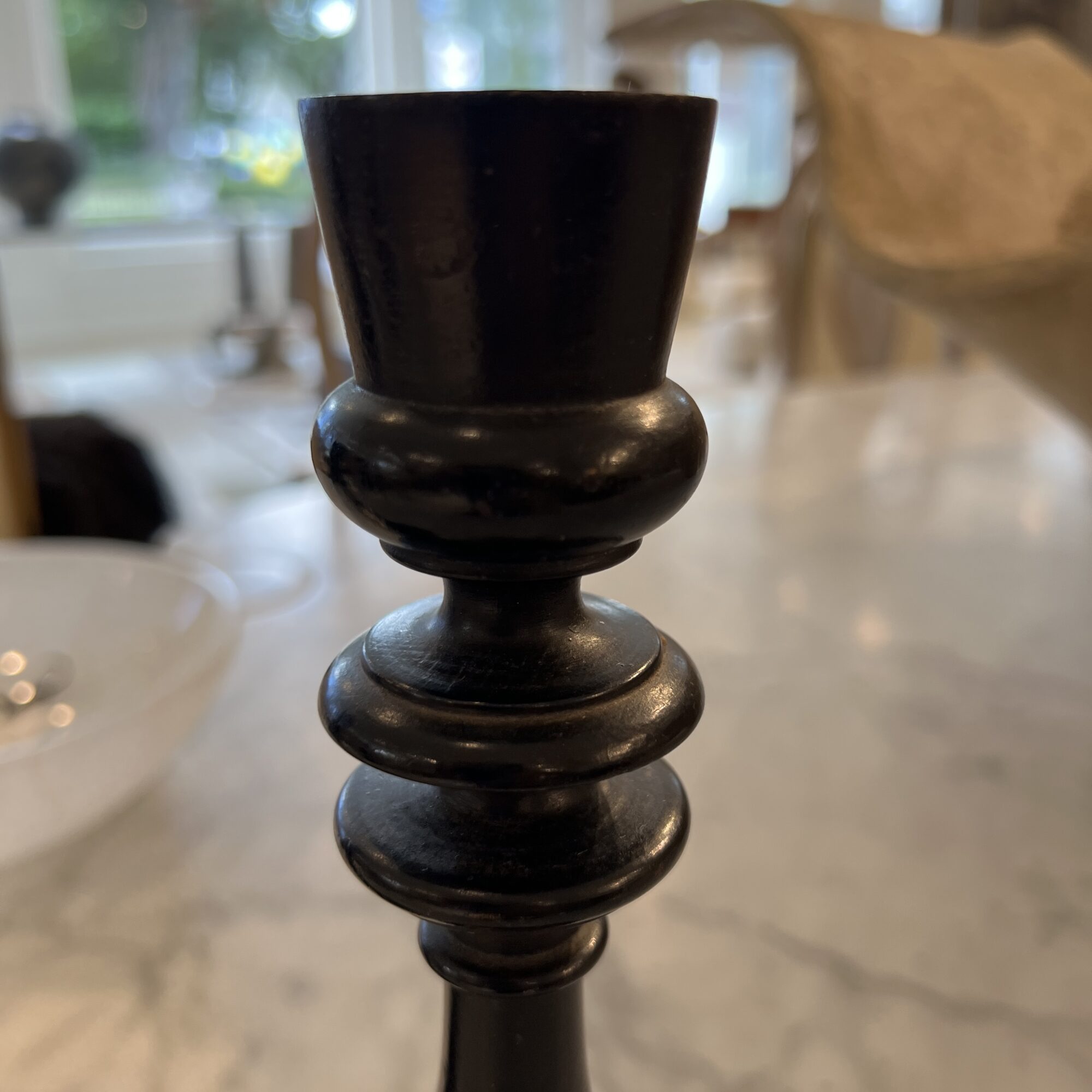 19th Century French Napoleon III Pair Black Candlesticks - Image 6