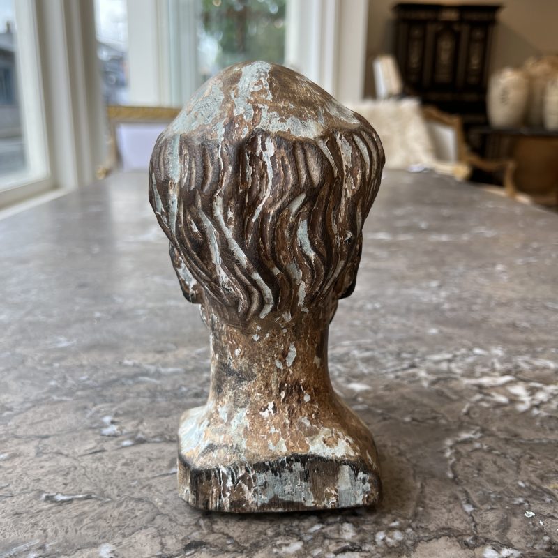 19th Century European Carved Wooden Santos Head Bust - Image 4