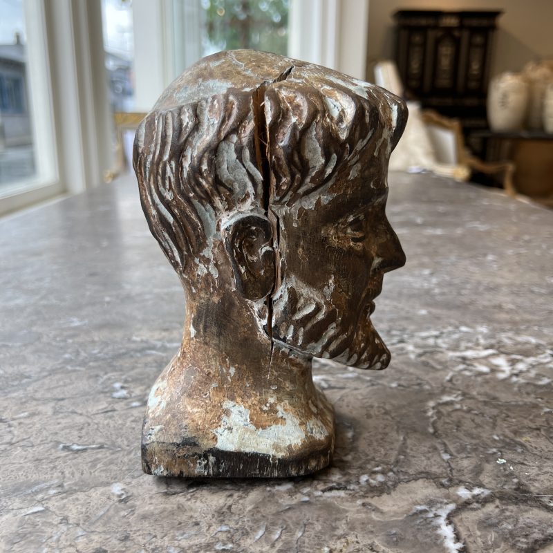 19th Century European Carved Wooden Santos Head Bust - Image 5