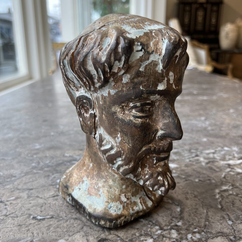 19th Century European Carved Wooden Santos Head Bust - Image 6