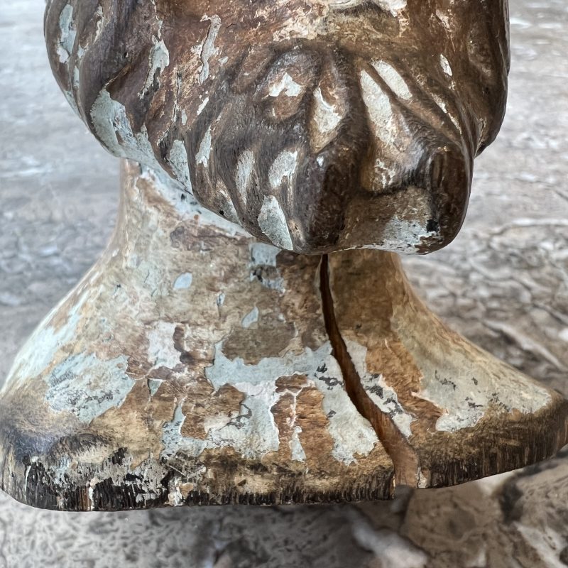 19th Century European Carved Wooden Santos Head Bust - Image 7
