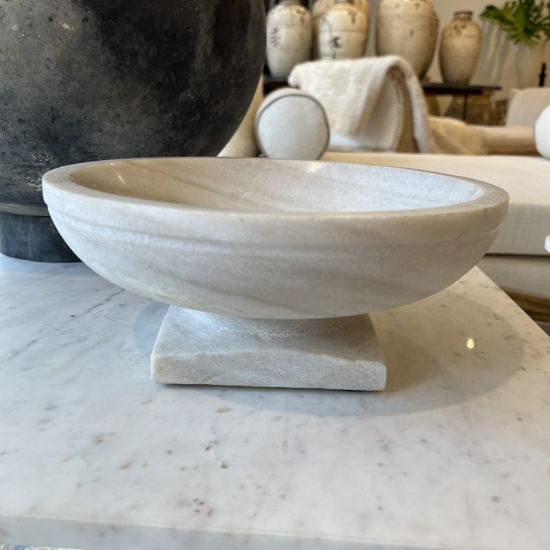 Large Marble Bowl on Stand - Image 9