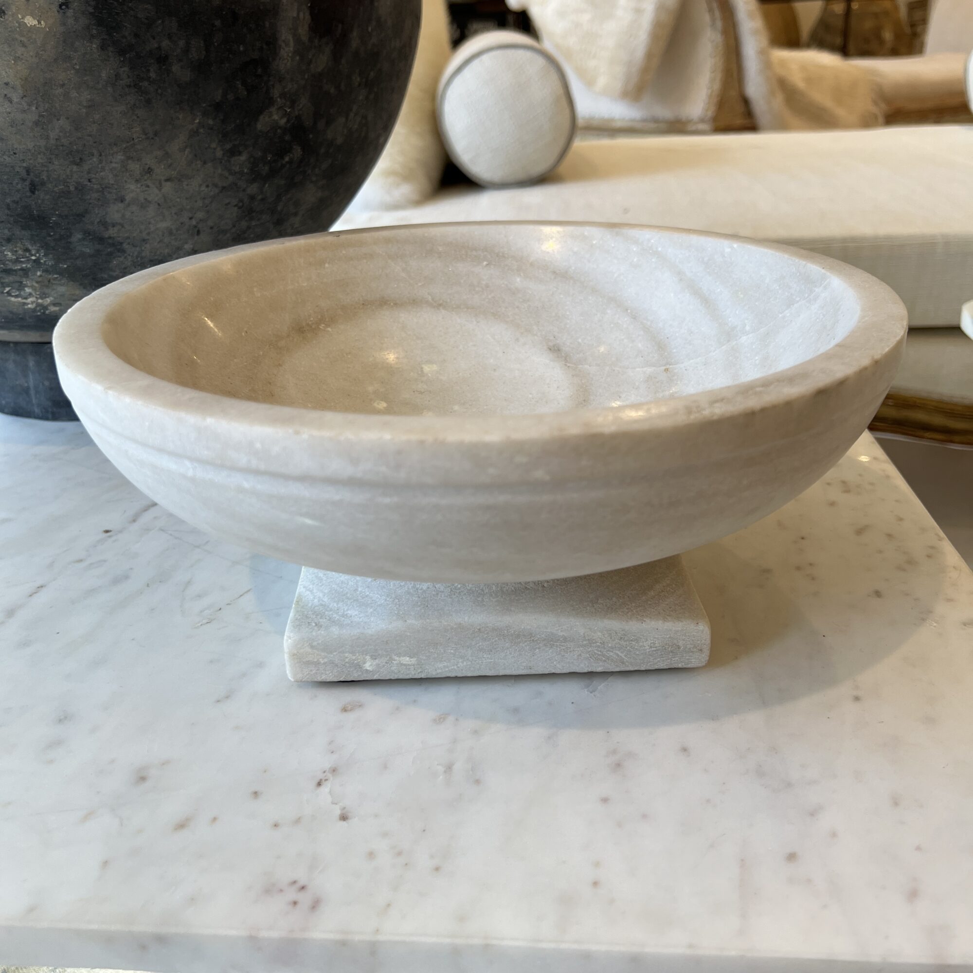 Large Marble Bowl on Stand - Image 13