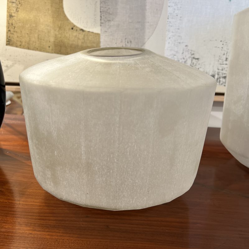 Round Hand Cut Frosted Glass Vessel - Small - Image 2