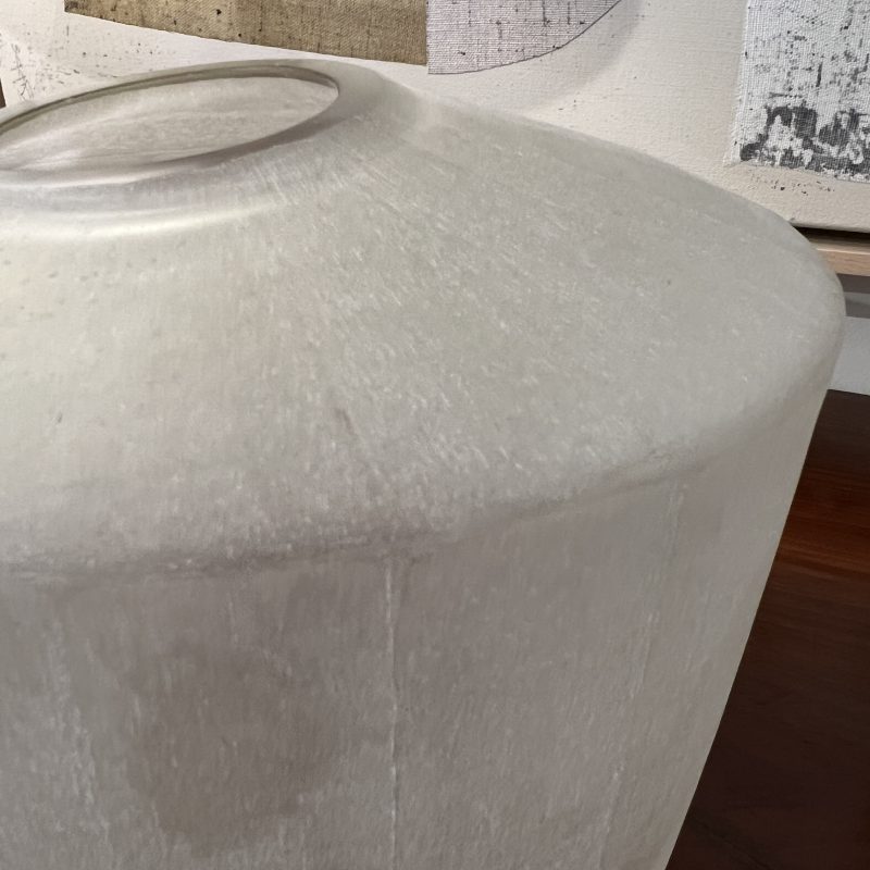 Round Hand Cut Frosted Glass Vessel - Small - Image 5