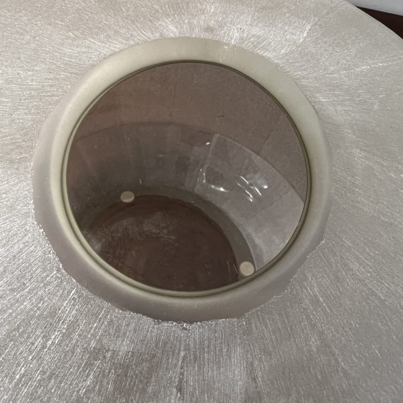 Round Hand Cut Frosted Glass Vessel - Small - Image 4