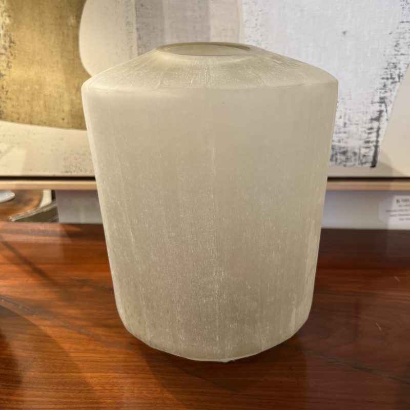 Round Hand Cut Frosted Glass Vessel - Large - Image 2