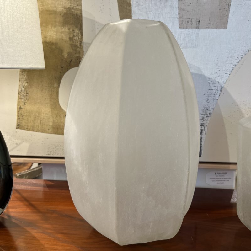 Hand Cut Frosted Glass Vessel - Image 2