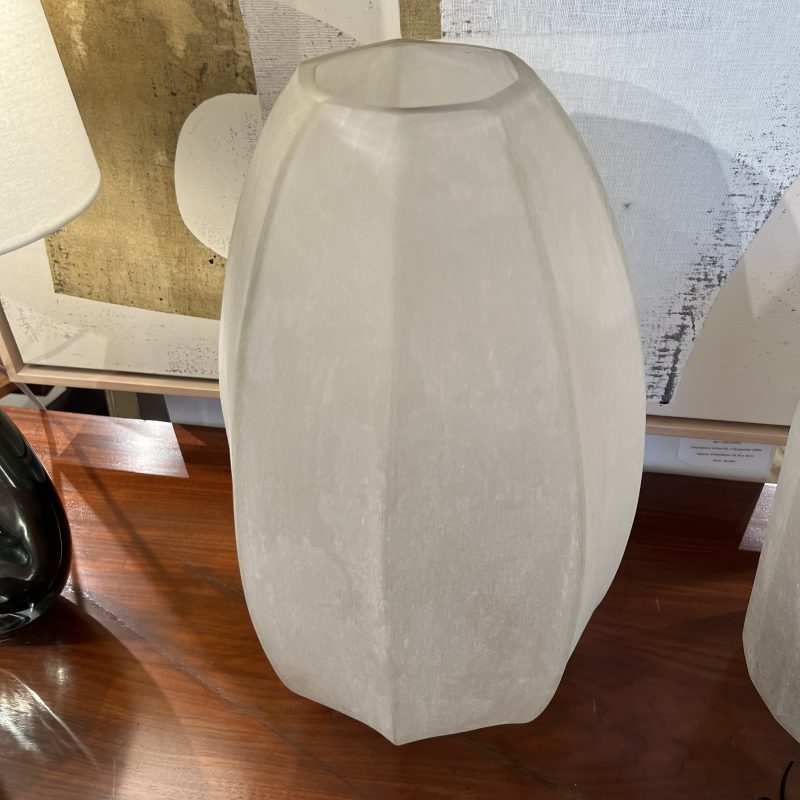 Hand Cut Frosted Glass Vessel - Image 5