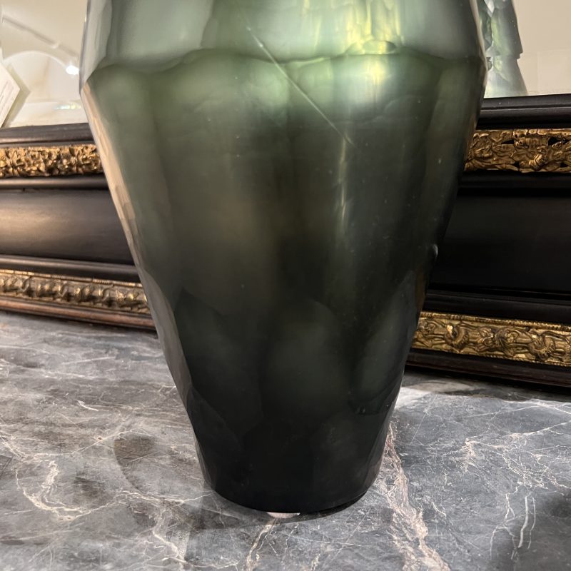 Large Oblong Cut Glass Vessel - Green - Image 6