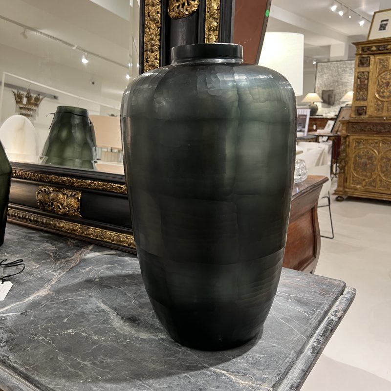 Tall Green Cut Glass Vessel - Image 2