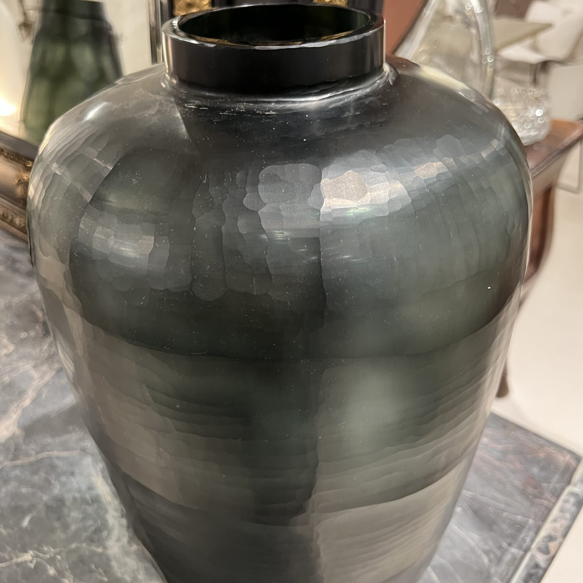 Tall Green Cut Glass Vessel - Image 3