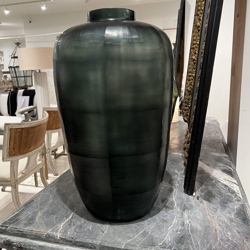Tall Green Cut Glass Vessel - Image 4