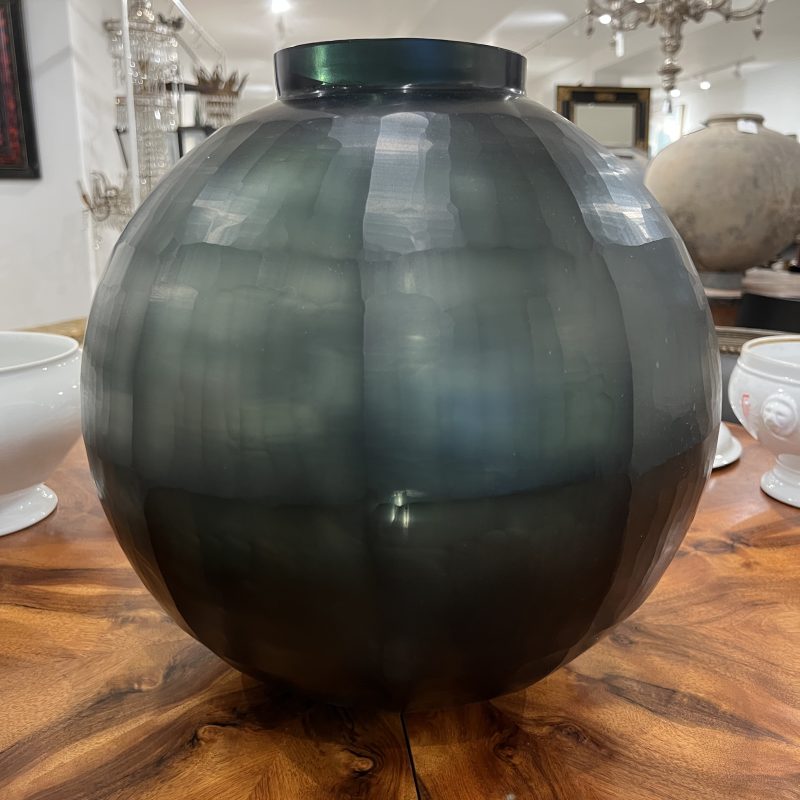 Sphere Cut Glass Vessel - Green - Image 2