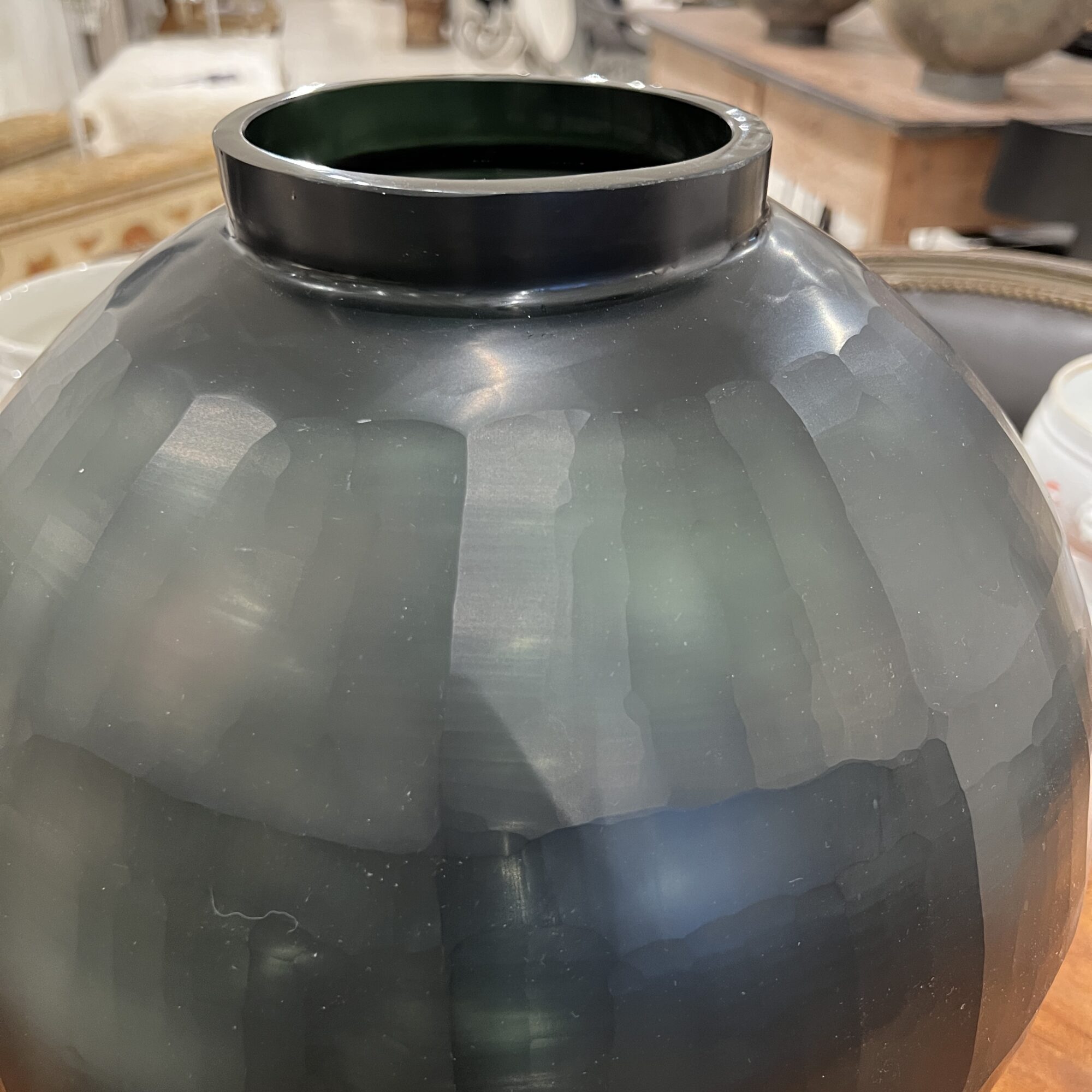 Sphere Cut Glass Vessel - Green - Image 3