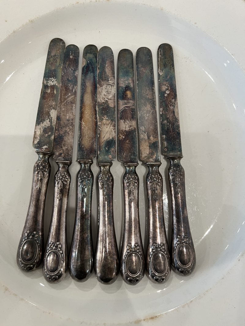 Antique Sterling Silver Dessert Knives Set of 7 - Image 2