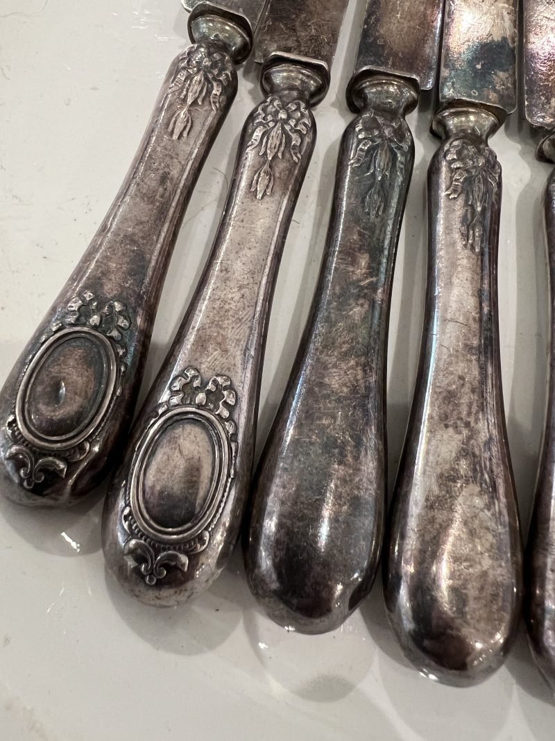 Antique Sterling Silver Dessert Knives Set of 7 - Image 3