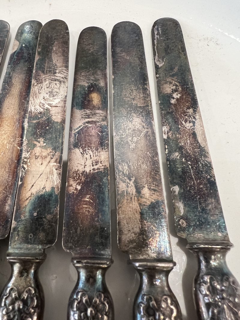Antique Sterling Silver Dessert Knives Set of 7 - Image 5