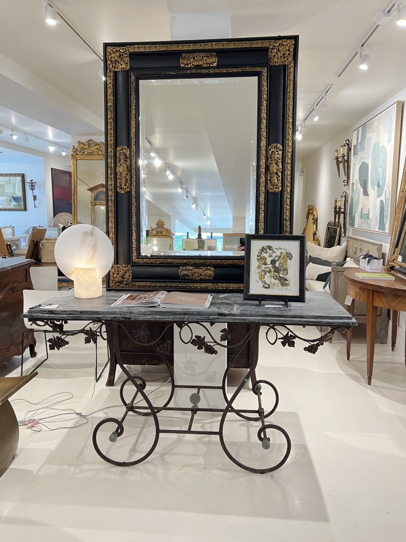 Pair of 19th Century French Marble Top Iron Consoles with Grape Detail - Image 17