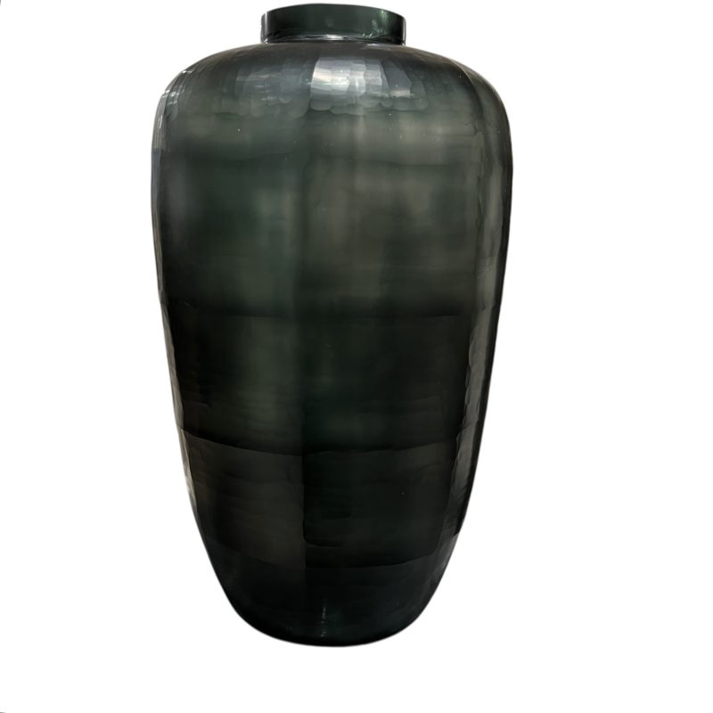 Tall Green Cut Glass Vessel