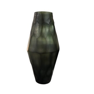 Large Oblong Cut Glass Vessel - Green
