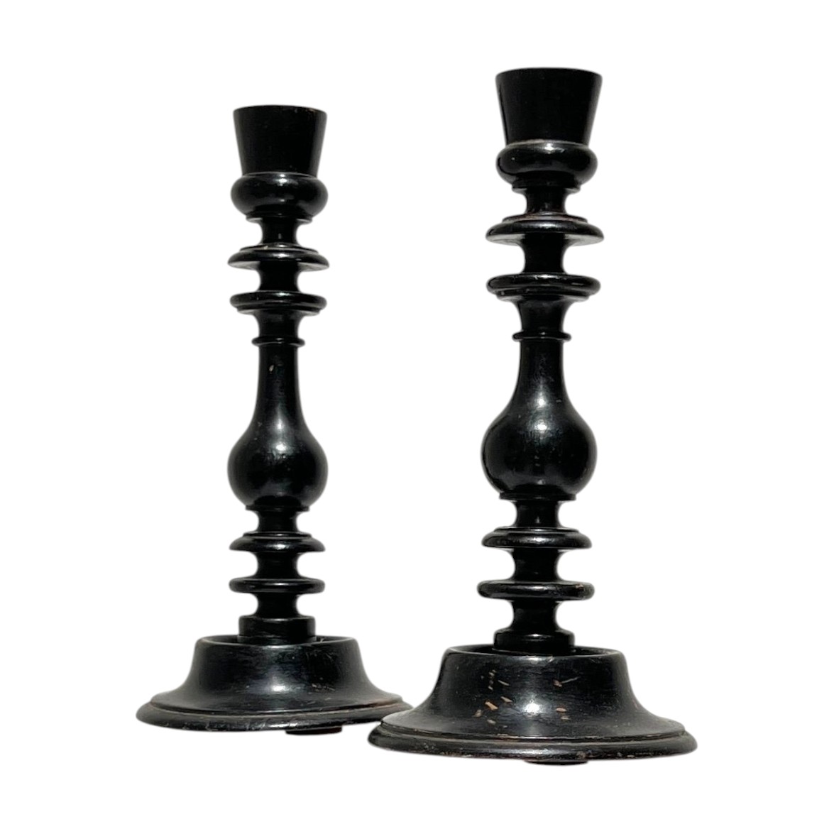 19th Century French Napoleon III Pair Black Candlesticks