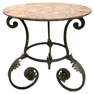 19th Century Iron Gueridon Table with Marble Top