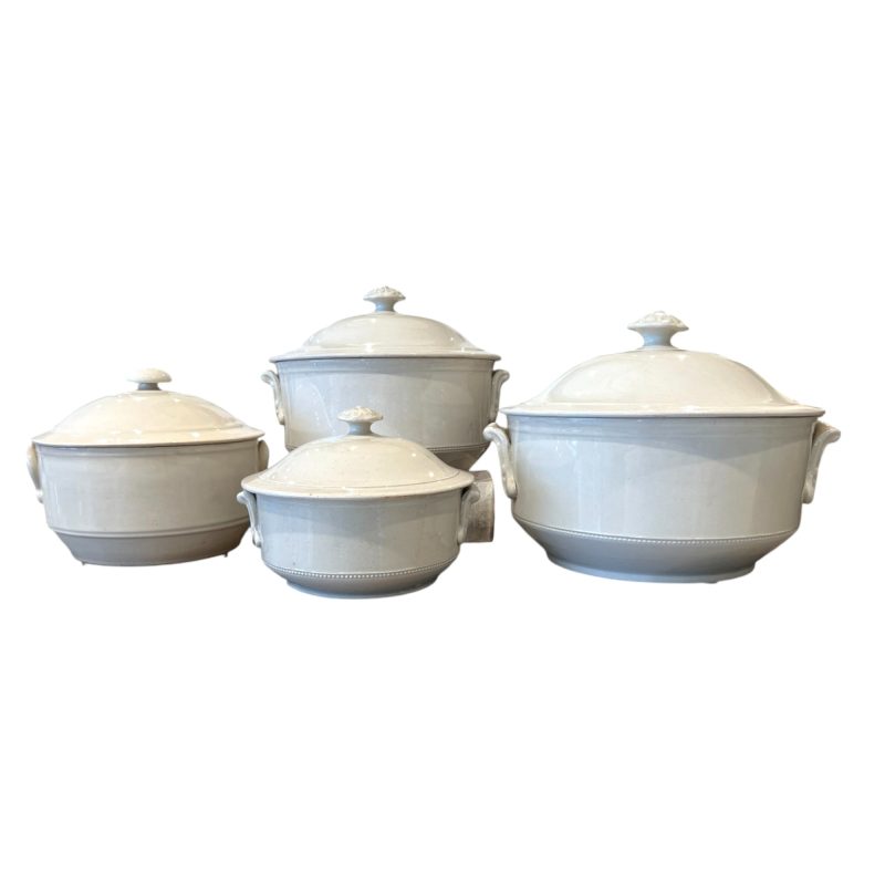 Set of 4 White Pots with Lids