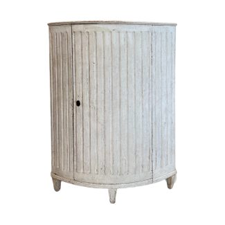 19th Century Swedish Tall Antique Cabinet with Curved Reeded Front