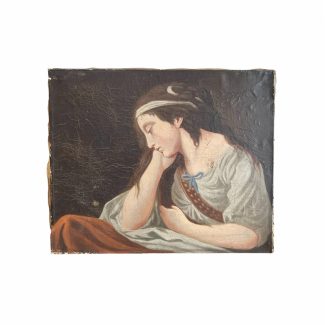19th Century Renaissance Antique Painting of Woman - Signed