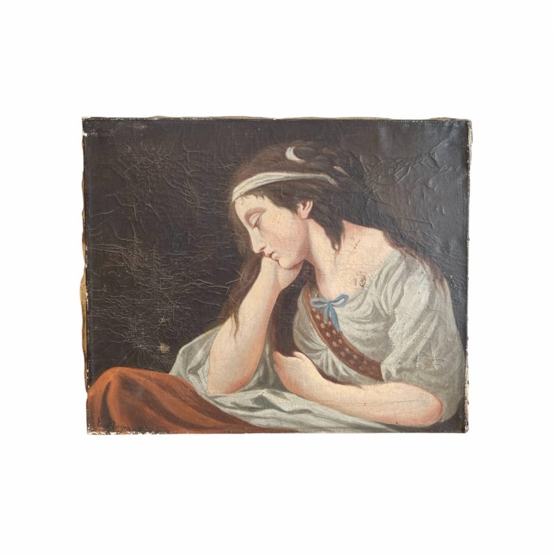 19th Century Renaissance Antique Painting of Woman - Signed