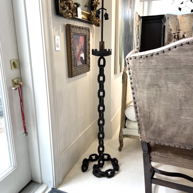 20c Continental Brutalish Iron Chain Floor Lamp in Style of Franz West - Image 2