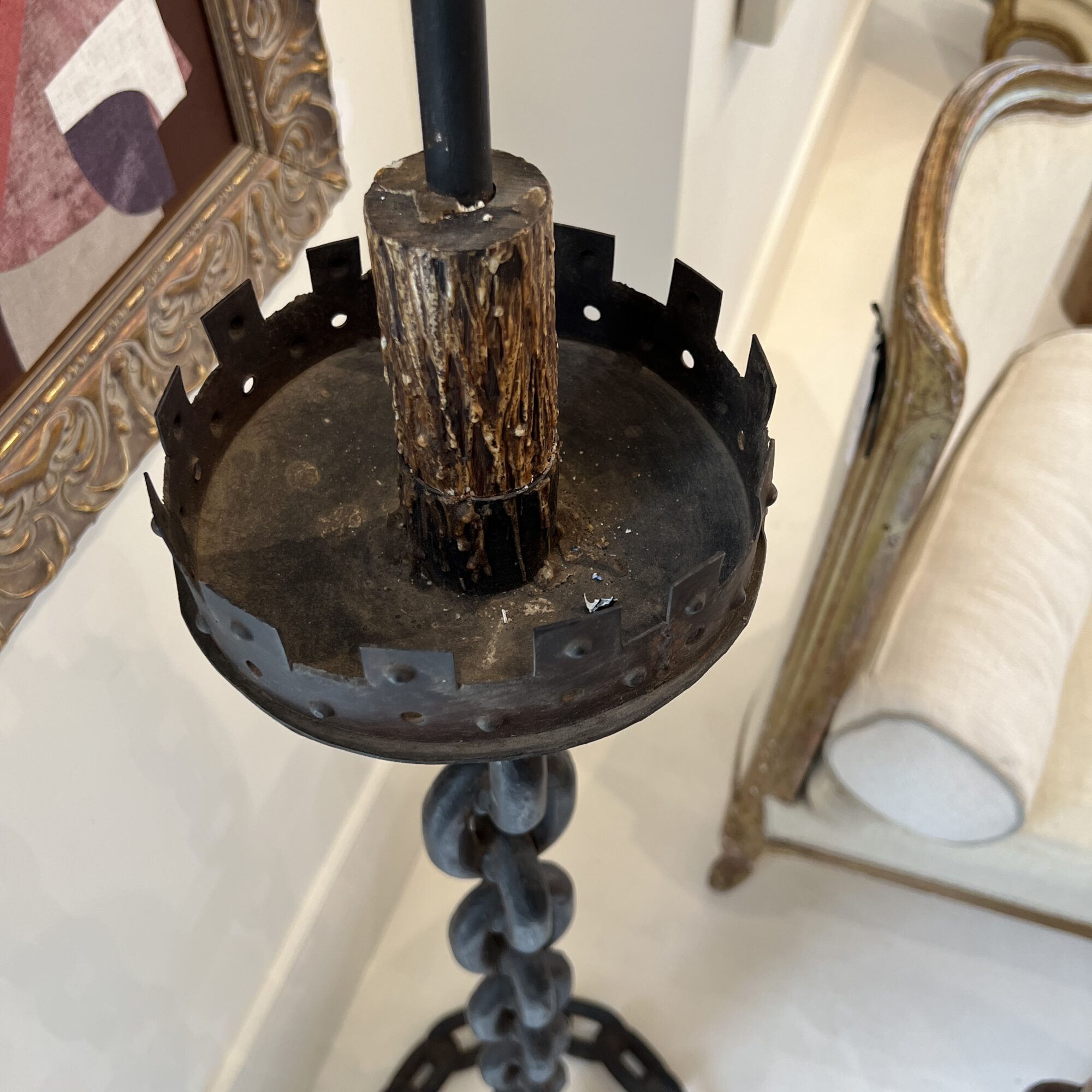 20c Continental Brutalish Iron Chain Floor Lamp in Style of Franz West - Image 5