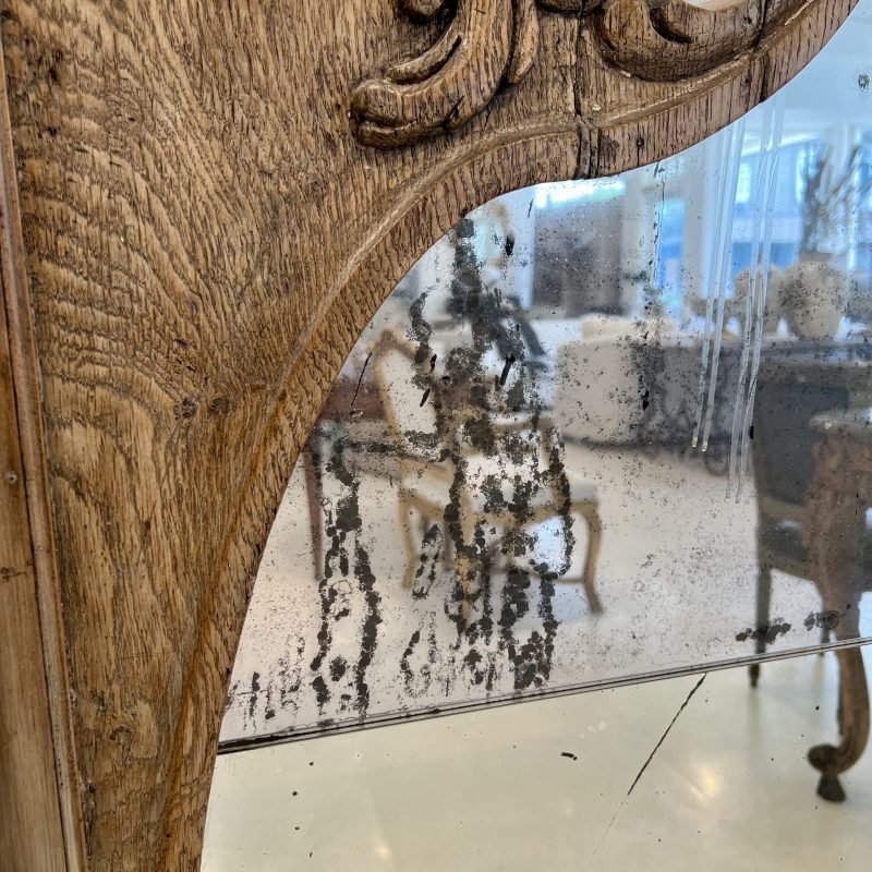 19c French Louis XV Style Oak Trumeau Mirror - Image 4