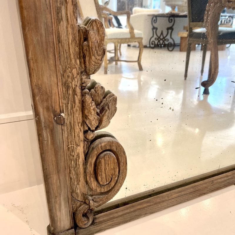 19c French Louis XV Style Oak Trumeau Mirror - Image 5